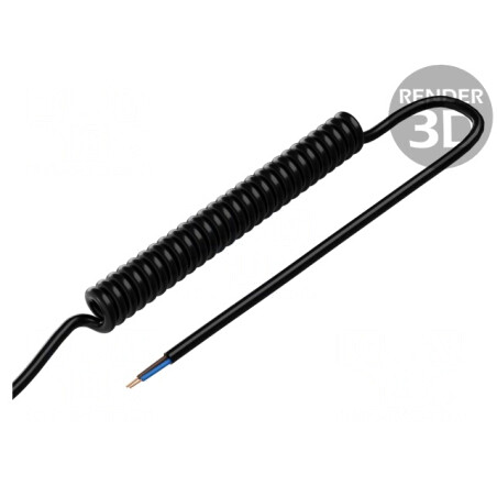 Cablu Spiralat 2x1,5mm2 PUR Negru 0,3m | Electronic-mag.ro | Componente Electronice