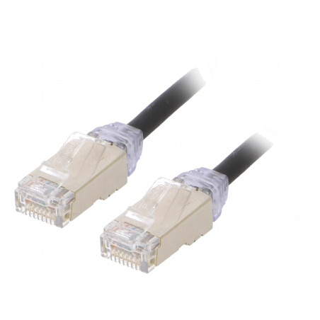 Patch cord F/UTP Cat6a negru 1m LSZH 28AWG | Electronic-mag.ro | Componente Electronice