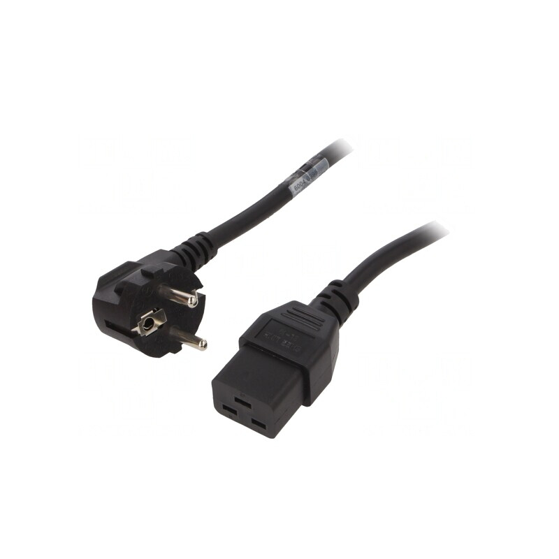 Cablu Alimentare Unghiular 3x1,5mm2 cu Ștecăr CEE 7/7 și Conector IEC C19 | Electronic-mag.ro | Componente Electronice