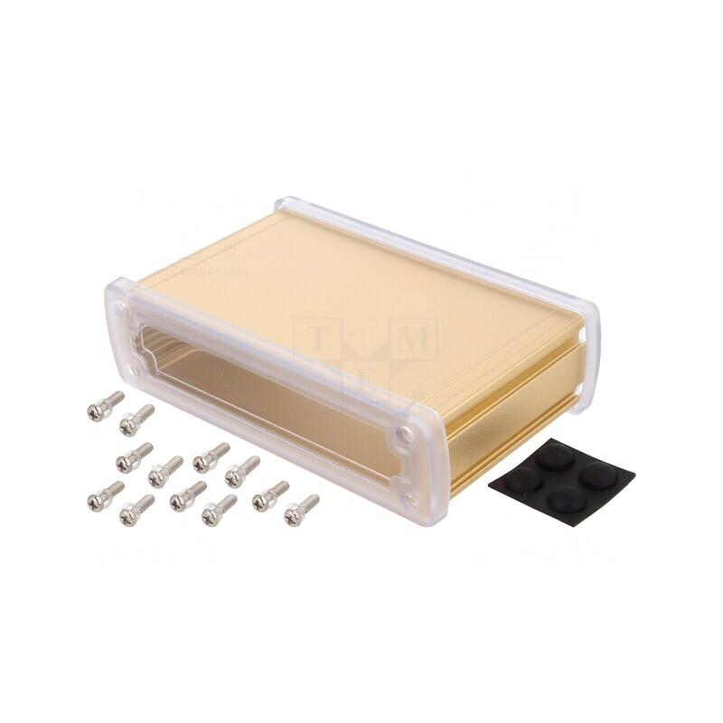 Carcasă universală aluminiu aurit 146,6mm x 89mm x 41,6mm | Electronic-mag.ro | Componente Electronice