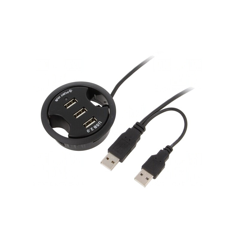 Hub USB negru 3 porturi USB 2.0 480Mbps | Electronic-mag.ro | Componente Electronice
