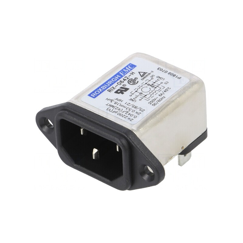 Conector Alimentare AC Soclu Tată 6A 250V IEC 60320 RIX0642H | Electronic-mag.ro | Componente Electronice