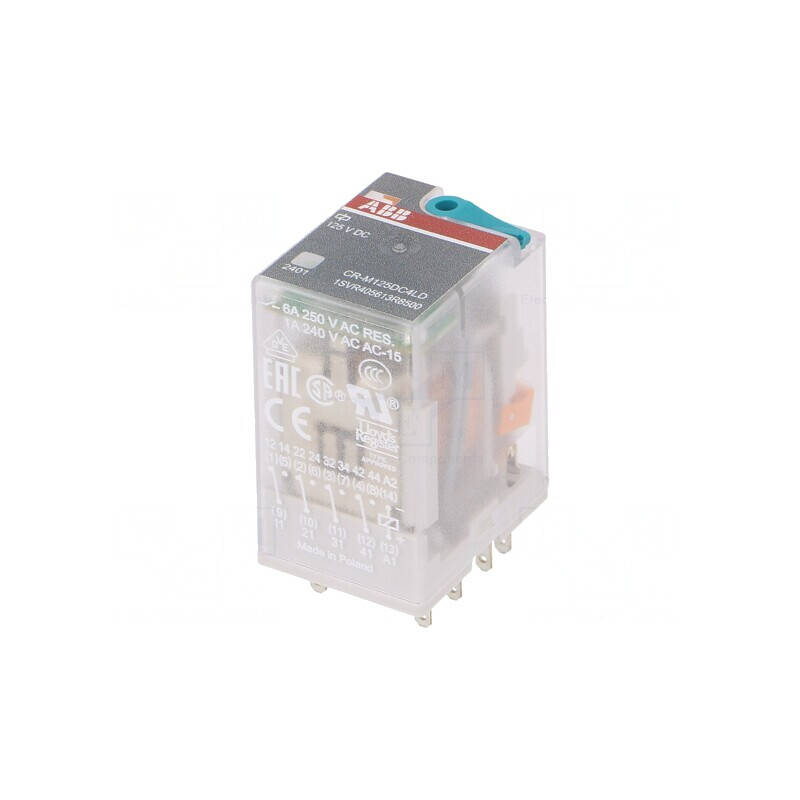 Releu Electromagnetic 4PDT 125VDC 6A | Electronic-mag.ro | Componente Electronice