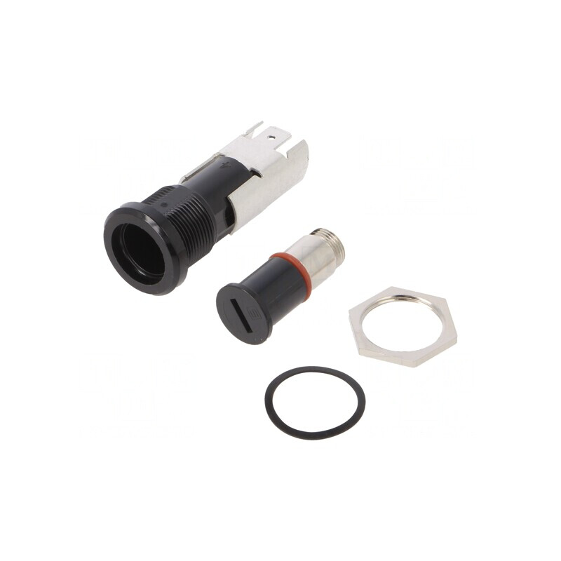Clemă siguranțe cilindrice neagră 5x20mm 16A 250VAC | Electronic-mag.ro | Componente Electronice