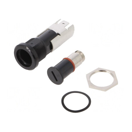 Clemă siguranțe cilindrice neagră 5x20mm 16A 250VAC | Electronic-mag.ro | Componente Electronice