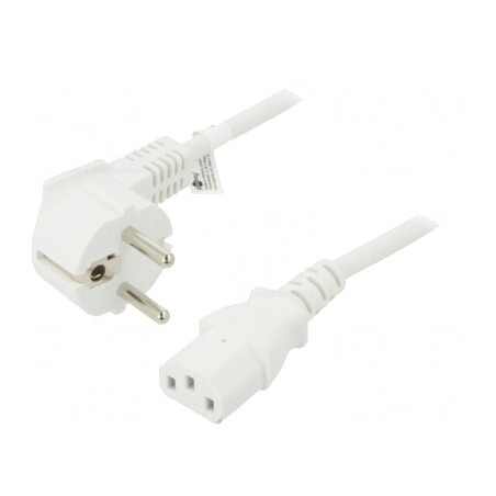 Cablu de Alimentare Alb 5m CEE 7/7 la IEC C13 | Electronic-mag.ro | Componente Electronice