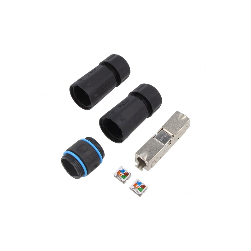 Adaptor ecranat 8p8c negru pe cablu | Electronic-mag.ro | Componente Electronice