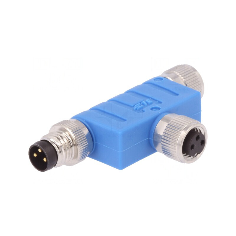 Adaptor în T M8 Tată M8 Mamă x2 IP67 | Electronic-mag.ro | Componente Electronice