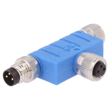 Adaptor în T M8 Tată M8 Mamă x2 IP67 | Electronic-mag.ro | Componente Electronice
