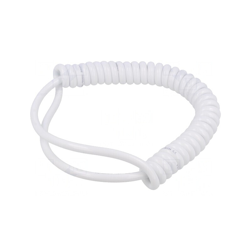 Cablu spiralat alb 3G1mm2 PUR 0.3m-1.05m | Electronic-mag.ro | Componente Electronice