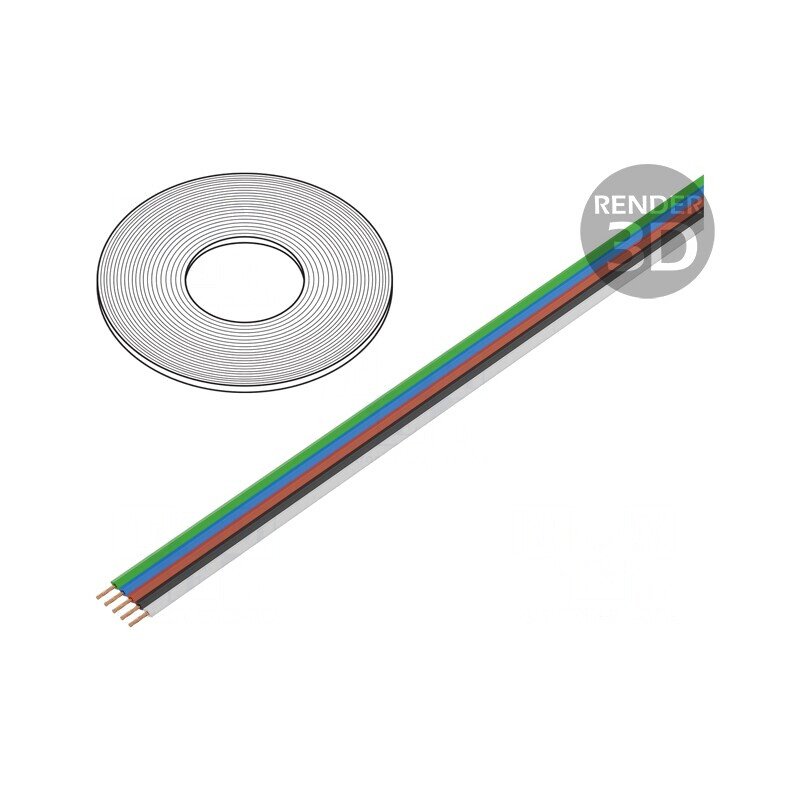 Cablu bandă litat Cu 5x0,25mm2 PVC 10m 350V | Electronic-mag.ro | Componente Electronice