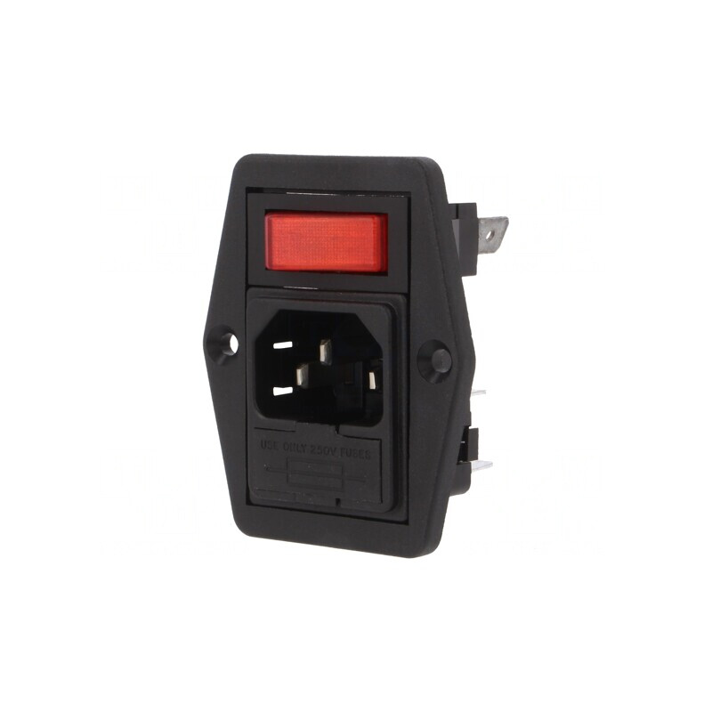 Conector alimentare AC soclu tată 10A 250VAC IEC 60320 | Electronic-mag.ro | Componente Electronice
