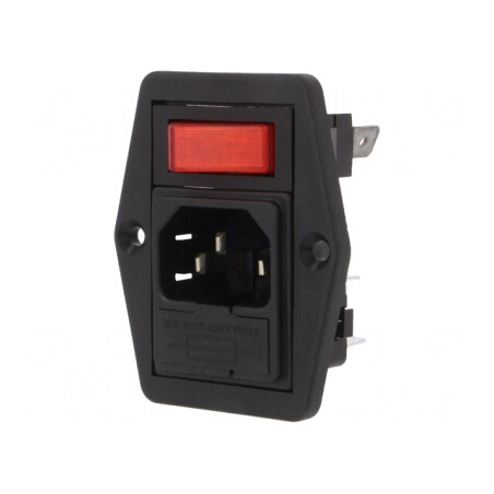 Conector alimentare AC soclu tată 10A 250VAC IEC 60320 | Electronic-mag.ro | Componente Electronice