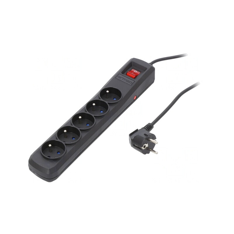 Prelungitor cu protecție la supratensiune, 5 prize, 10A | Electronic-mag.ro | Componente Electronice