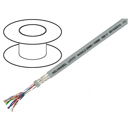 Cablu de Date LifYCY 8x2x0,2mm2 Gri Litat Cu | Electronic-mag.ro | Componente Electronice