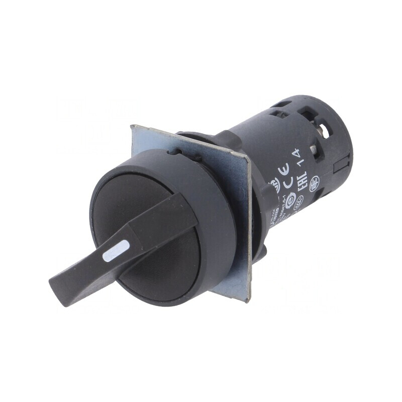 Comutator rotativ 22mm 2 NC NO negru | Electronic-mag.ro | Componente Electronice