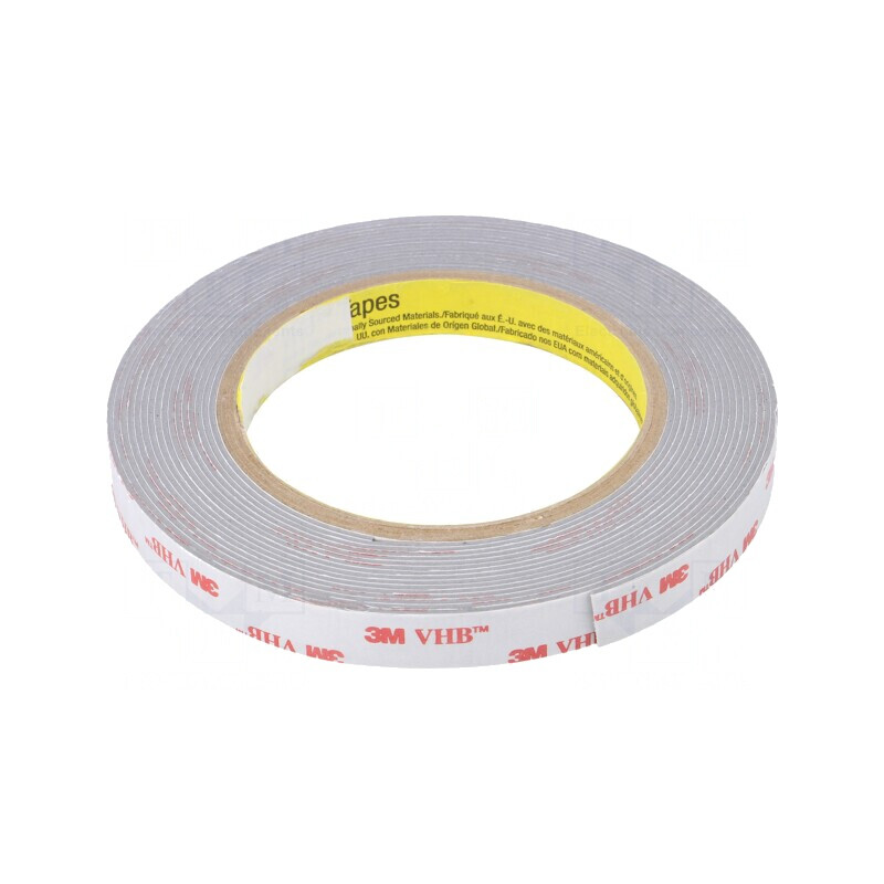 Bandă de fixare acrilică gri 12mm x 5,5m | Electronic-mag.ro | Componente Electronice