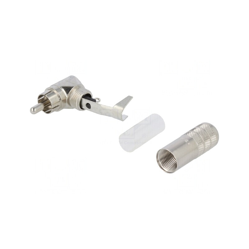 Mufă RCA 90° Argintată 7,36mm | Electronic-mag.ro | Componente Electronice