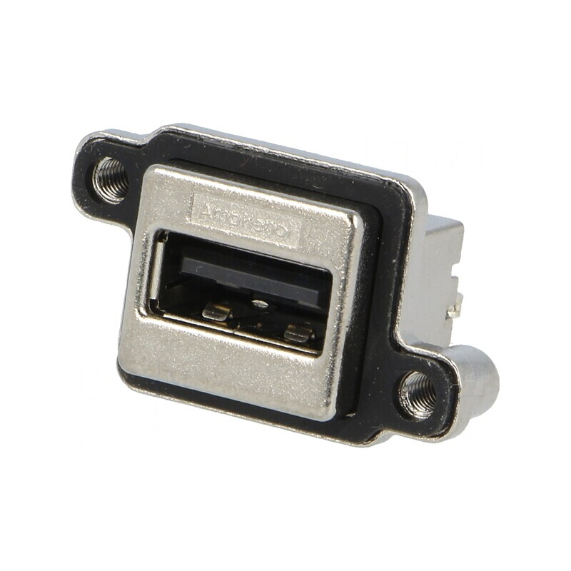 Soclu USB A pentru montare pe panou THT drept | Electronic-mag.ro | Componente Electronice