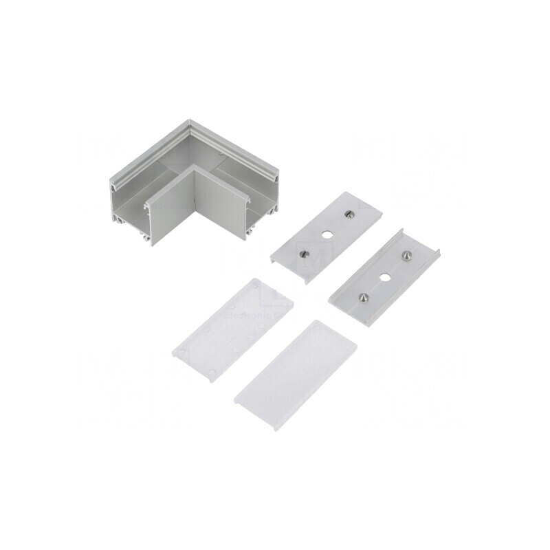 Conector 90° Aluminiu Argintiu LINEA20 | Electronic-mag.ro | Componente Electronice