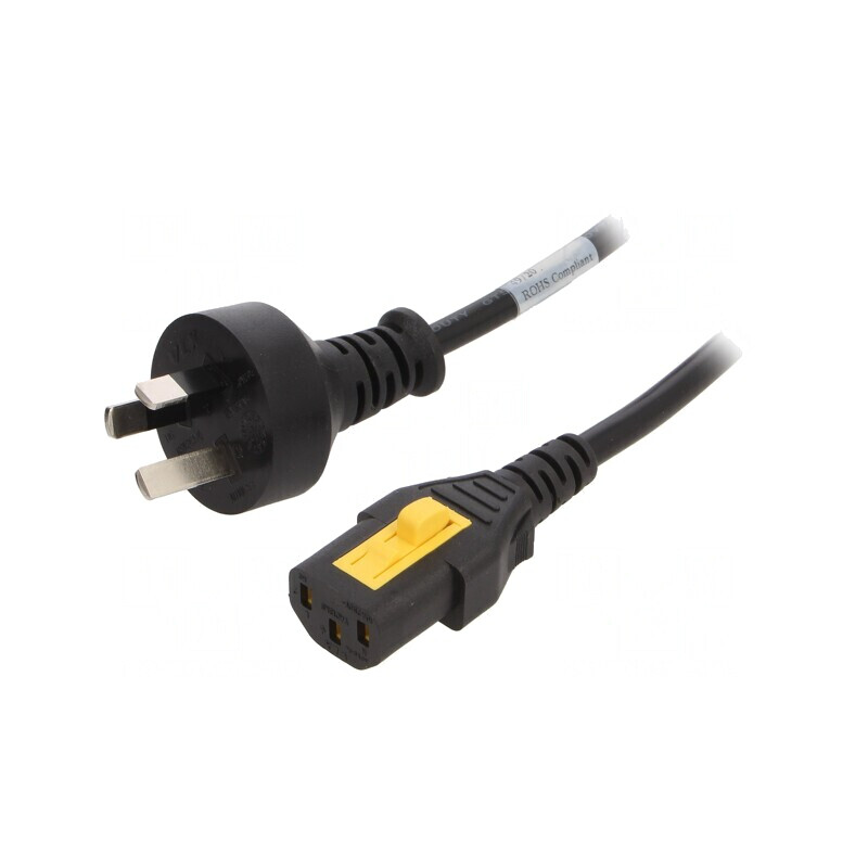 Cablu Alimentare 2m cu Blocare 3x1mm2 IEC C13 | Electronic-mag.ro | Componente Electronice