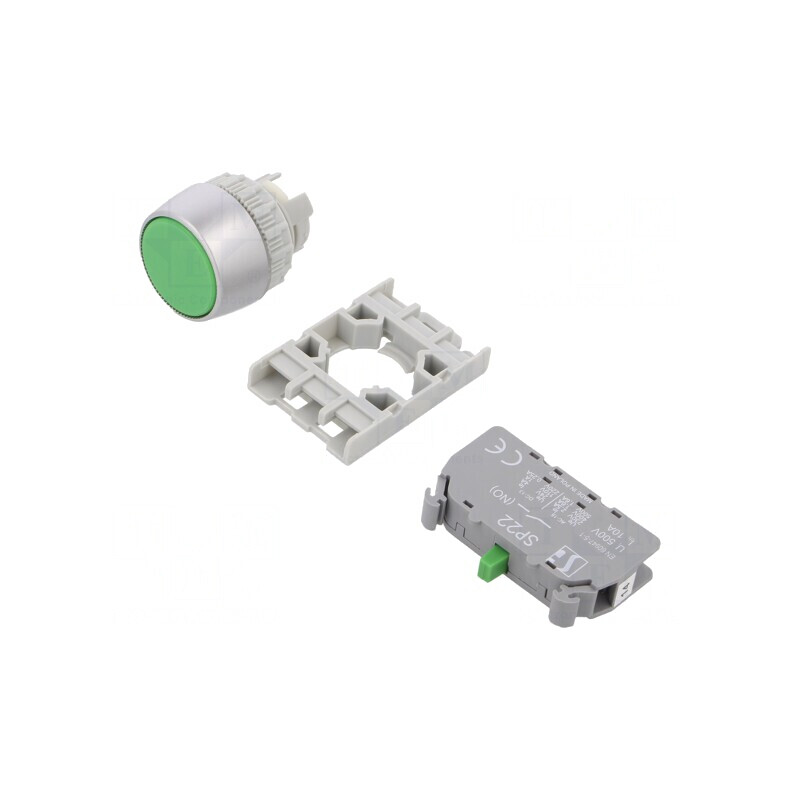 Comutator Apăsare Verde 22mm 1NO | Electronic-mag.ro | Componente Electronice