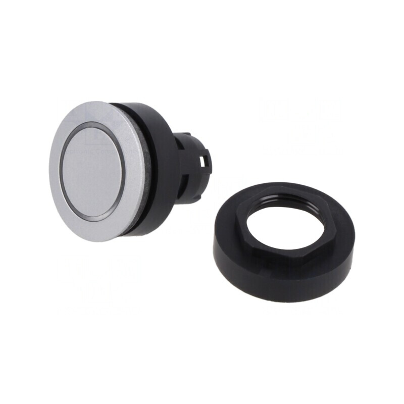 Comutator apăsare 22mm argintiu IP65 plat | Electronic-mag.ro | Componente Electronice