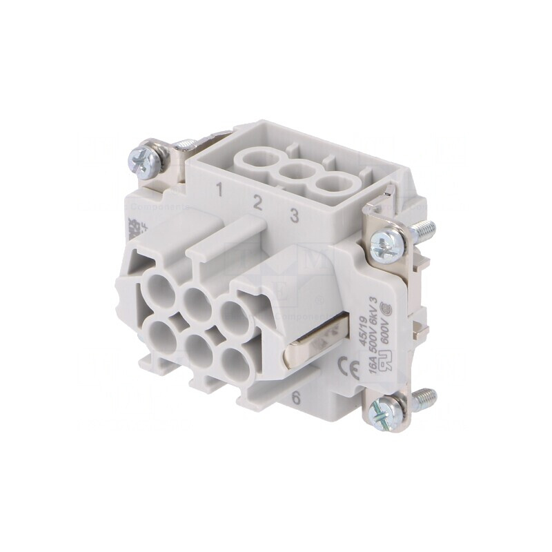 Conector HDC Mamă 500V 16A 6 PIN 6 PE 0.5-2.5mm² | Electronic-mag.ro | Componente Electronice