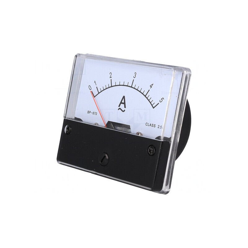 Ampermetru Panou AC 0-5A Clasa 2.5 72x62x40mm 52mm | Electronic-mag.ro | Componente Electronice