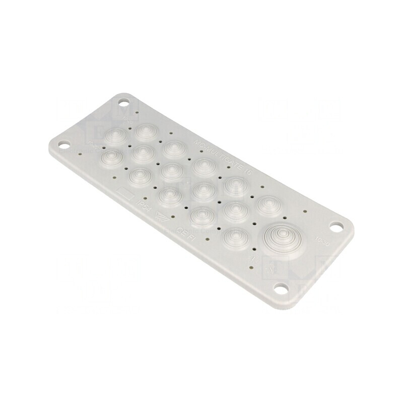 Garnitură gri deschis cu 16 orificii IP54 | Electronic-mag.ro | Componente Electronice Garnitură gri deschis cu 16 orificii IP54 | Electronic-mag.ro | Componente Electronice