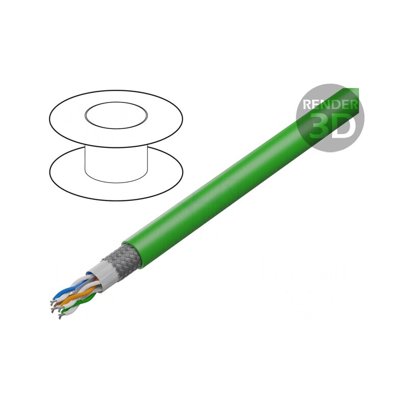 Cablu HELUKAT® 500S SF/FTP 4x2x26AWG 6a Cu PUR Verde | Electronic-mag.ro | Componente Electronice