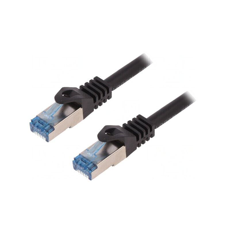Patch Cord S/FTP Cat6a Negru 10m LSZH 26AWG | Electronic-mag.ro | Componente Electronice