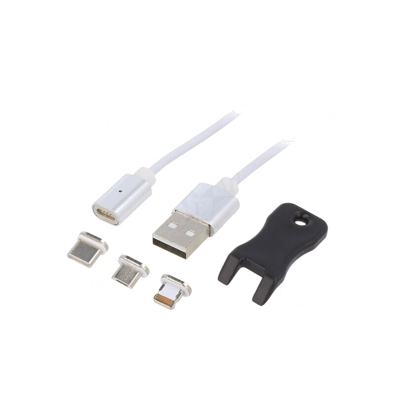 Cablu Magnetic USB 2.0 1m Alb TPE | Electronic-mag.ro | Componente Electronice