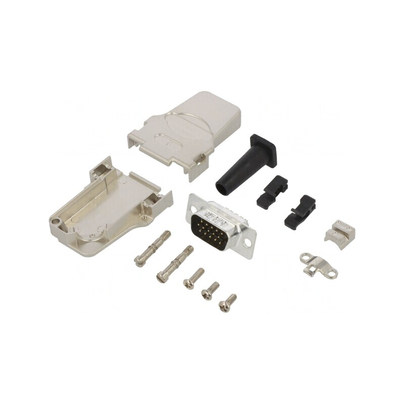 Conector D-Sub HD 15-Pini Tată 45° pentru Lipire pe Cablu Gold Flash | Electronic-mag.ro | Componente Electronice