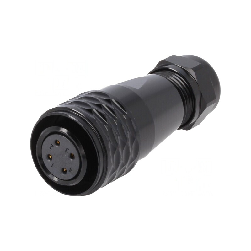 Mufă Mamă SA16 4 PIN IP67 5-8mm 5A 500V Lipire | Electronic-mag.ro | Componente Electronice