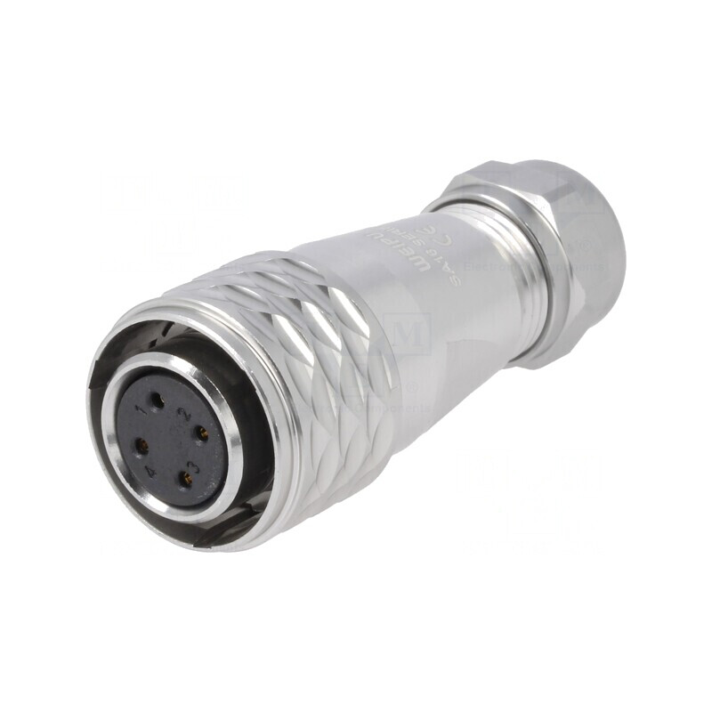 Mufă Mamă SA16 4 Pin IP67 5A 500V pentru Cablu 5-8mm | Electronic-mag.ro | Componente Electronice