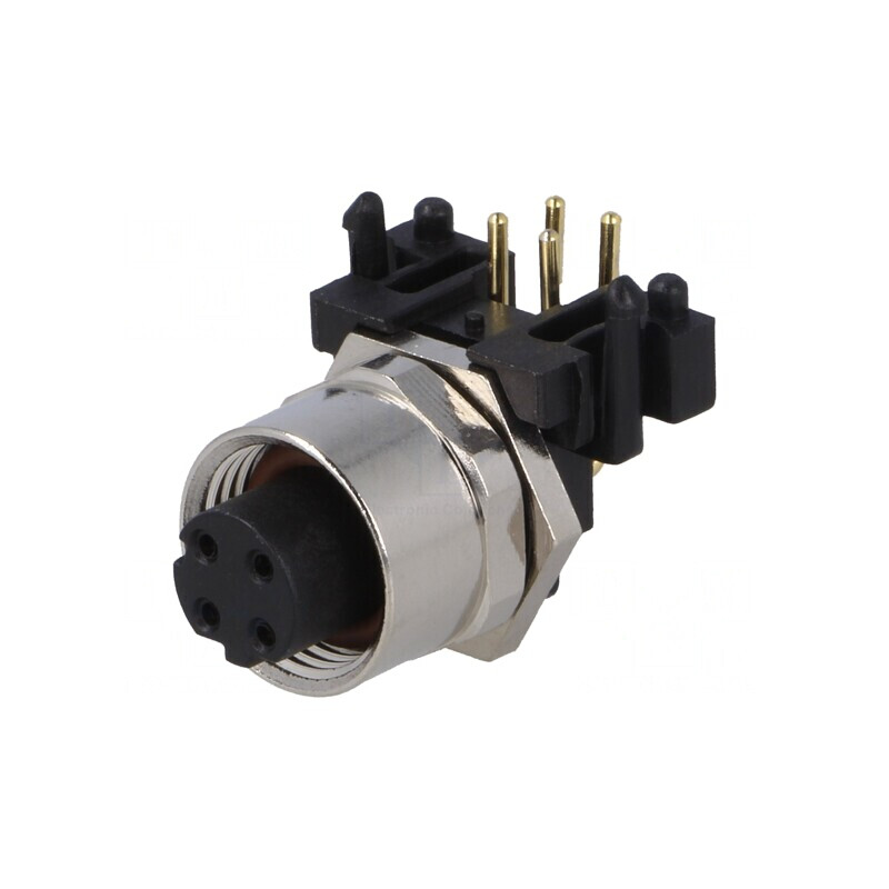 Soclu M12 4-PIN Mamă Ethernet THT IP65/IP67 250V 4A | Electronic-mag.ro | Componente Electronice