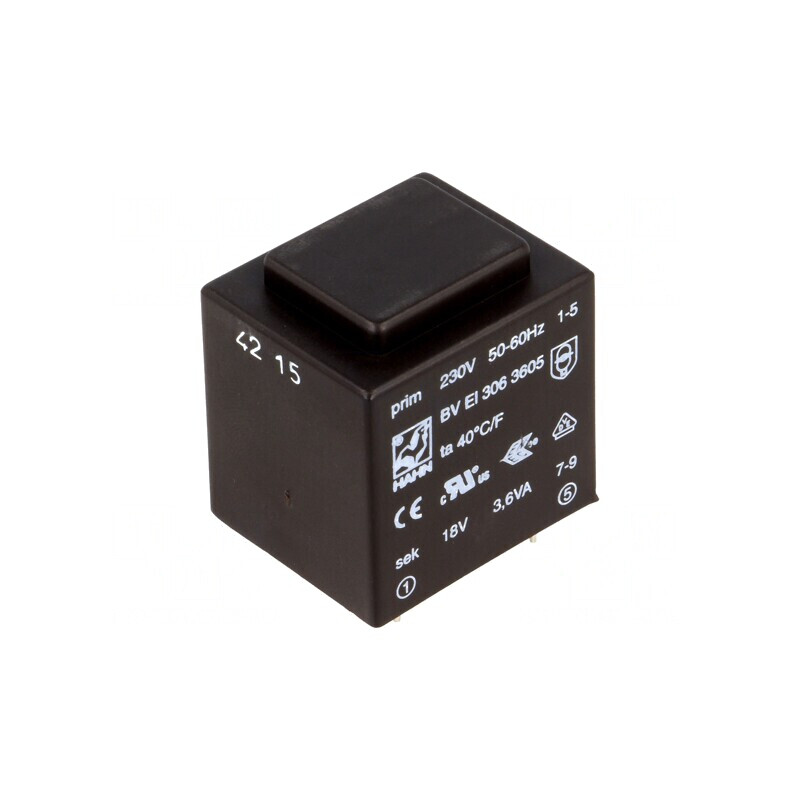 Transformator Încapsulat 3,6VA 230V 18V 200mA PCB BVEI | Electronic-mag.ro | Componente Electronice