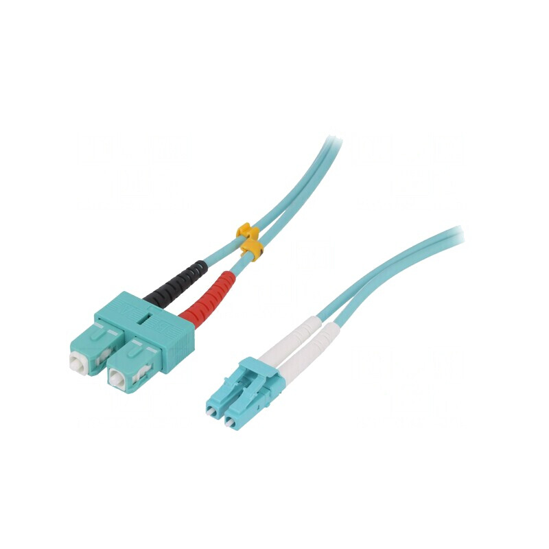 Patch cord fibră optică OM3 LC/UPC-SC/UPC 5m turcoaz | Electronic-mag.ro | Componente Electronice