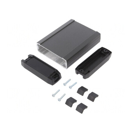Carcasă aluminiu grafit panou 50x82mm 130x27mm | Electronic-mag.ro | Componente Electronice