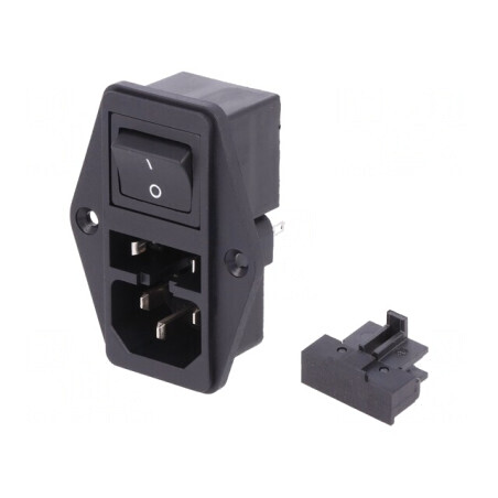 Conector Alimentare AC Tată 10A 250VAC IEC 60320 | Electronic-mag.ro | Componente Electronice