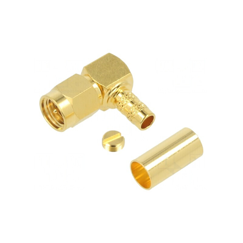 Mufă SMA Tată Unghi 90° 50Ω pentru Cablu PTFE | Electronic-mag.ro | Componente Electronice