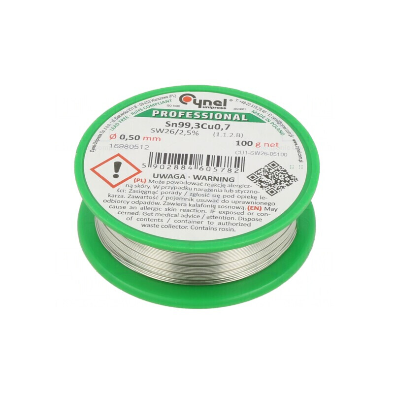 Sârmă de lipit fără plumb 0,5mm 100g | Electronic-mag.ro | Componente Electronice