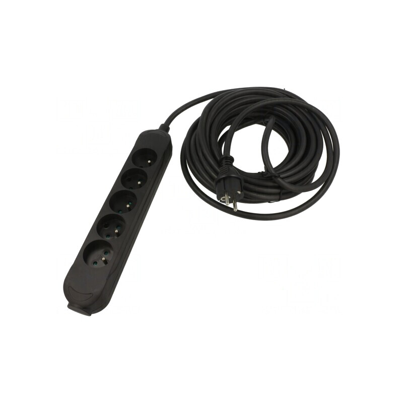 Prelungitor alimentare 5 prize negru 3m 16A | Electronic-mag.ro | Componente Electronice