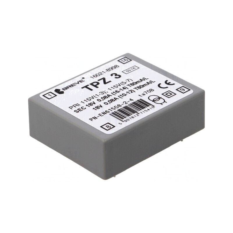 Transformator alimentare 3VA 115/230V 18V PCB IP00 | Electronic-mag.ro | Componente Electronice