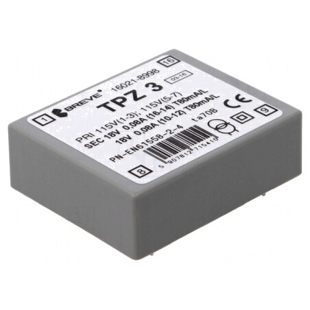 Transformator alimentare 3VA 115/230V 18V PCB IP00 | Electronic-mag.ro | Componente Electronice