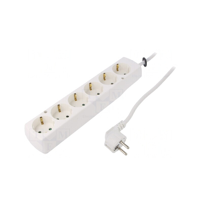 Prelungitor electric 6 prize Schuko alb 16A | Electronic-mag.ro | Componente Electronice