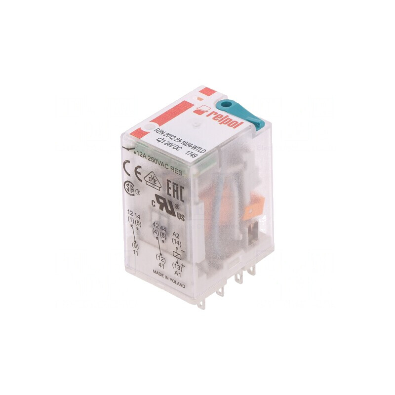 Releu Electromagnetic DPDT 24VDC 24A | Electronic-mag.ro | Componente Electronice