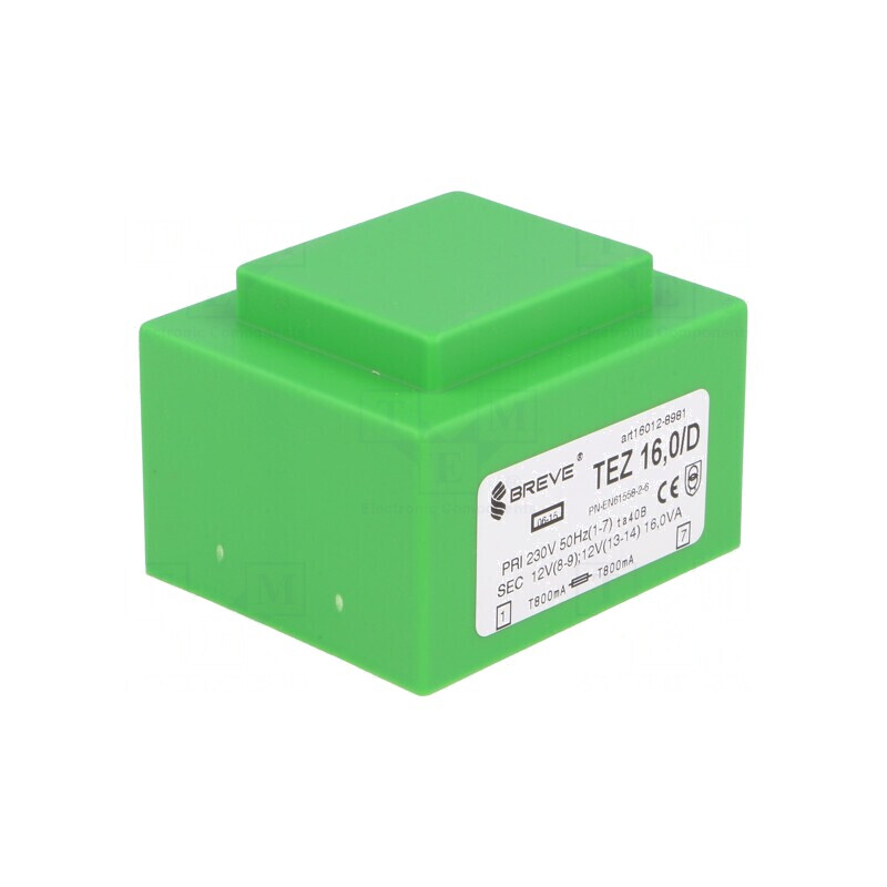 Transformator Encapsulat 16VA 230V AC la 12V 666.6mA | Electronic-mag.ro | Componente Electronice
