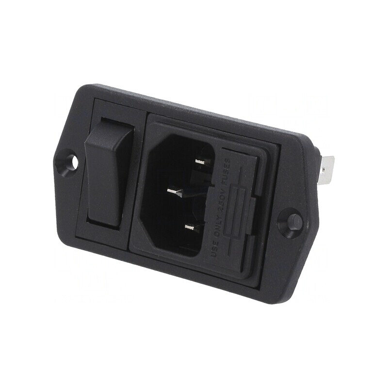 Conector Alimentare AC Tată 10A 250V IEC 60320 | Electronic-mag.ro | Componente Electronice